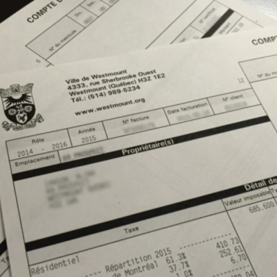 Photo de documents de taxes municipales