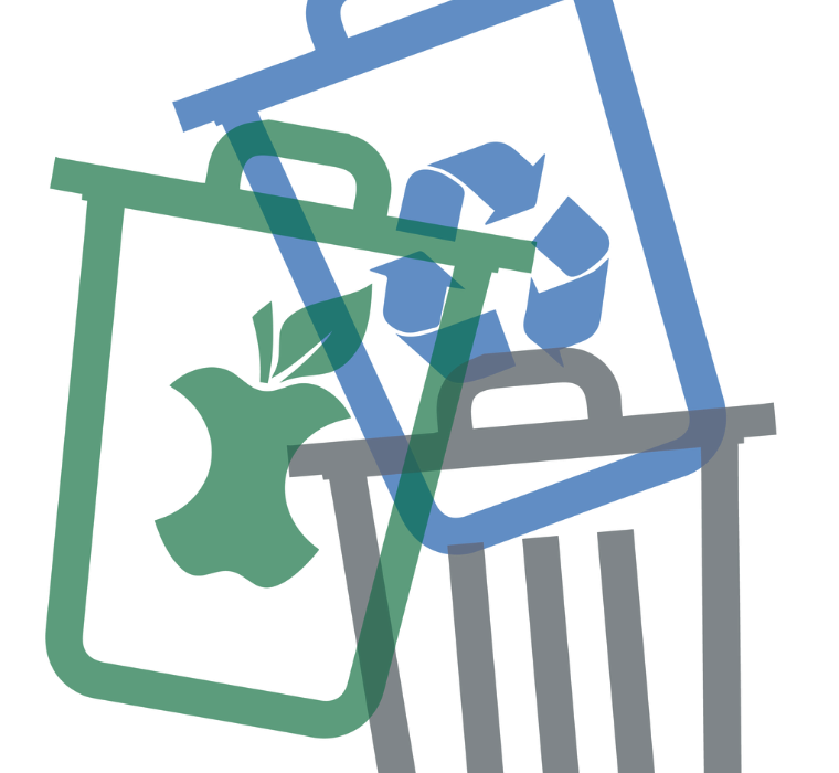 Icônes de bacs de récupération, d'ordures et de compost