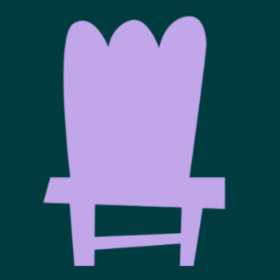 visuel graphique d'une chaise mauve sur fond vert