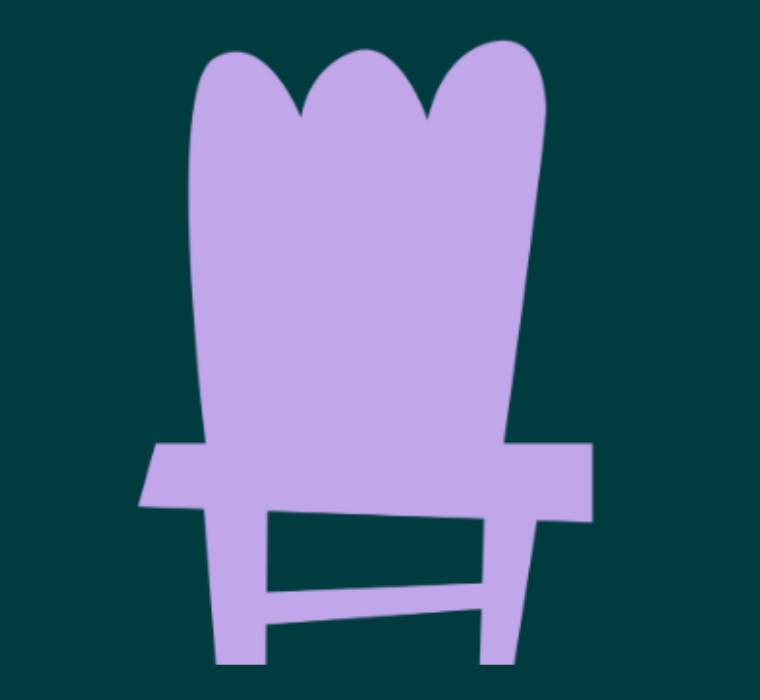 visuel graphique d'une chaise mauve sur fond vert