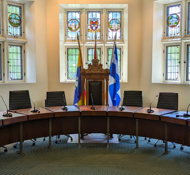 Photo of the council chamber at Westmount City Hall