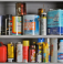 Paints pots on shelves