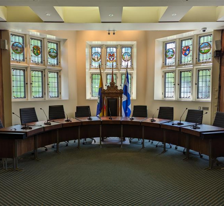 The interior of the council chamber