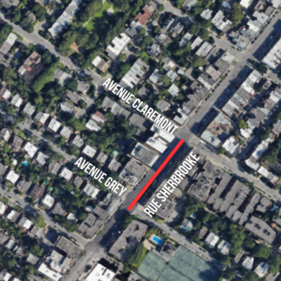 Image en hauteur de la rue Sherbrooke - secteur fermé