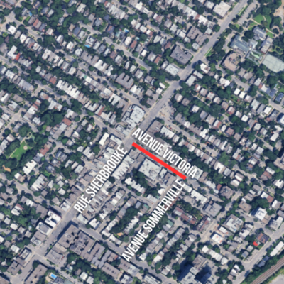 Carte de la zone des travaux sur l'avenue Victoria