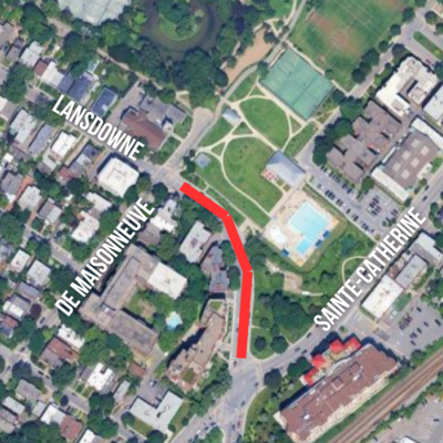 carte indiquant la fermeture de rue prévue sur Lansdowne