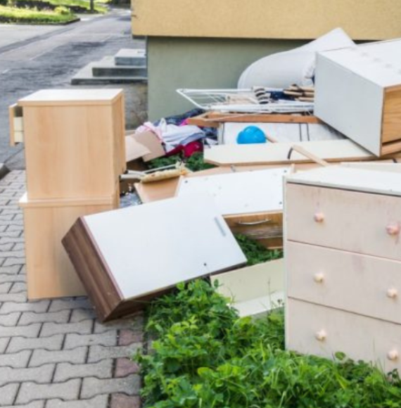 Bulky items placed street side for collection