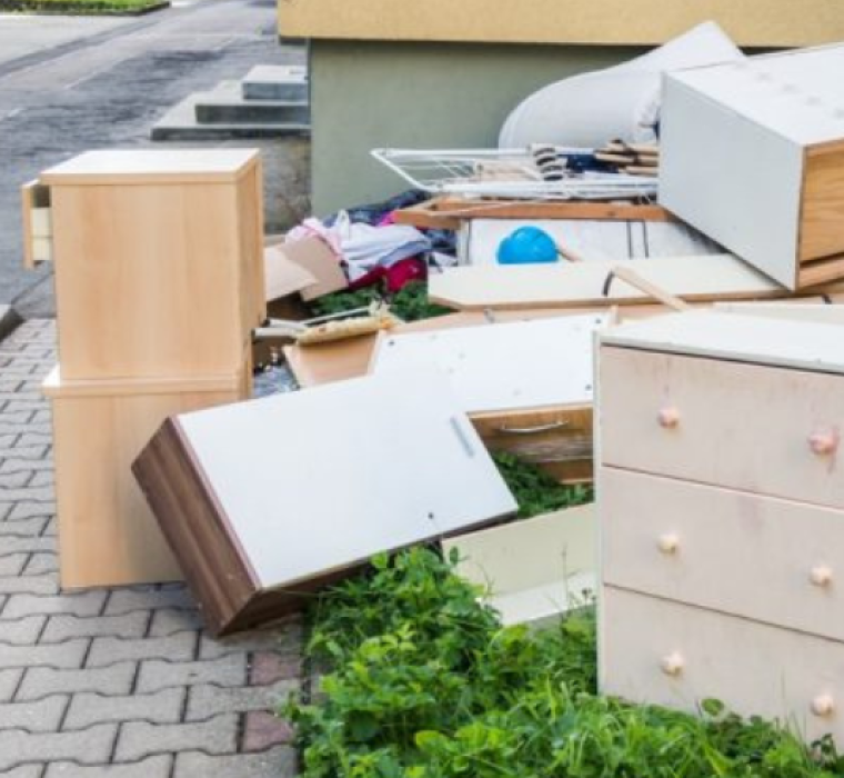 Bulky items placed street side for collection