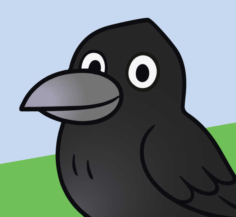 Antoine, a cartoon raven, the mascot for Westmount's virtual assistant