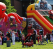 Kids playing in inflatable games